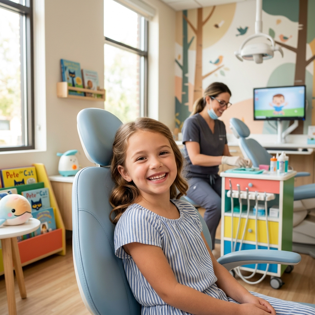 Happy child smiling at Dr. Fatima Siraj & Associates Pediatric Dentistry